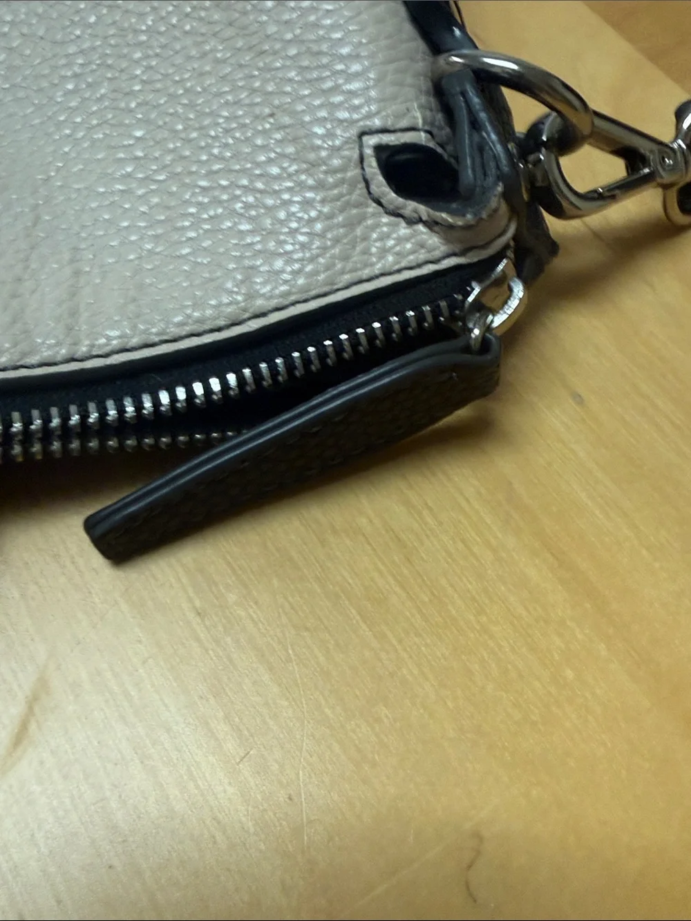Nine West Black and Cream Two-Tone Faux Leather Pebbled Tote Bag